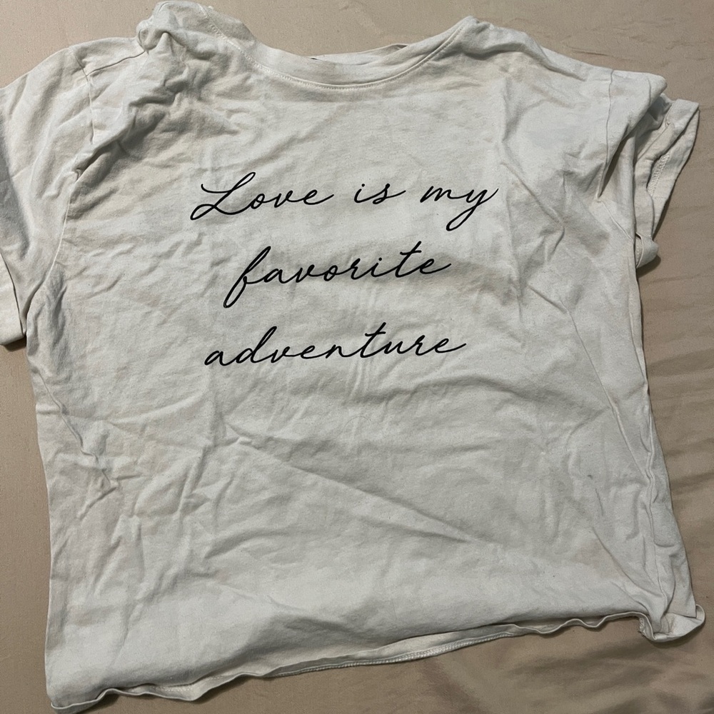 One Clothing White Cropped Short Sleeve Tee